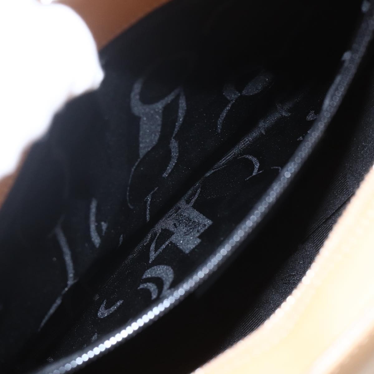 Salvatore Ferragamo Gancini Hand Bag Leather 2way Beige Silver Auth BA8232