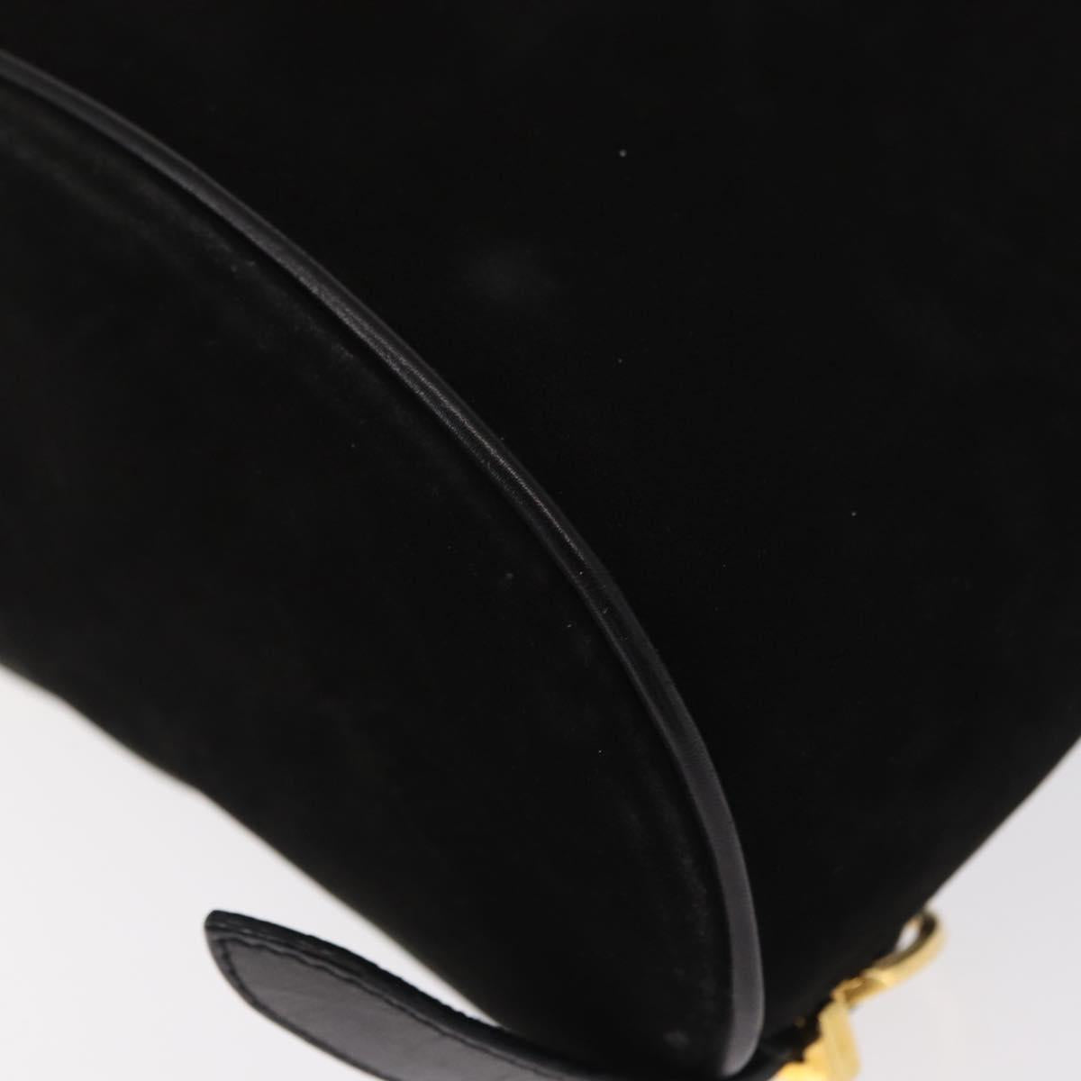 Salvatore Ferragamo Gancini Backpack Suede Black Gold Auth BA8233