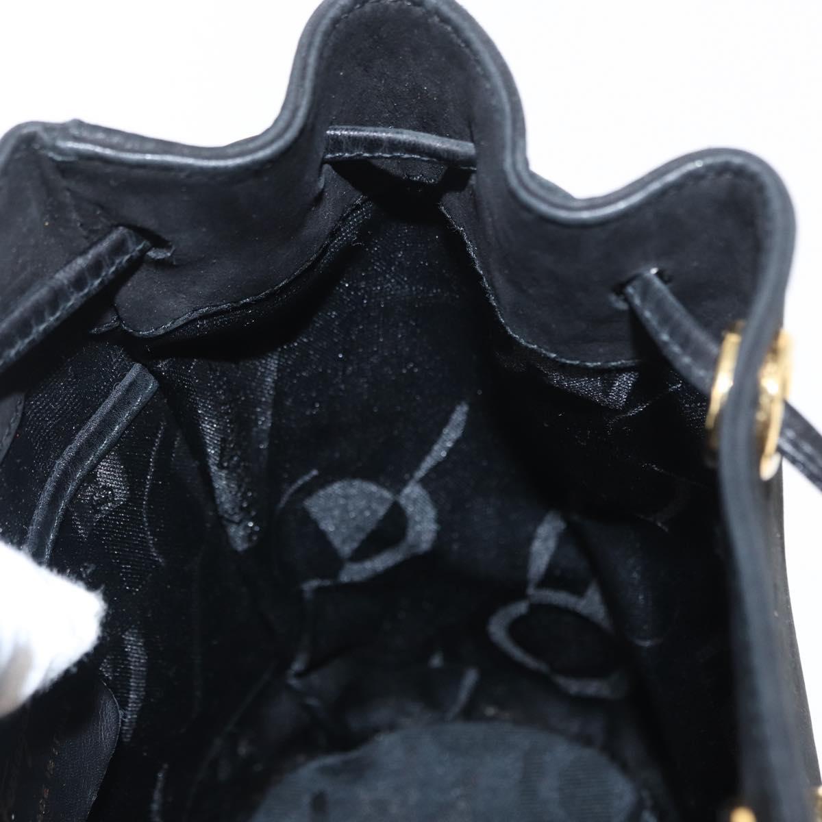 Salvatore Ferragamo Gancini Backpack Suede Black Gold Auth BA8233