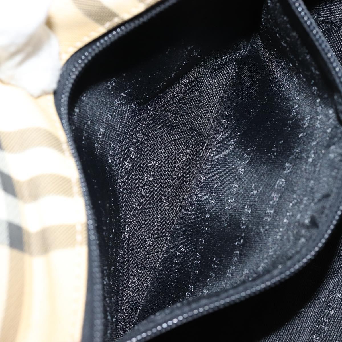 BURBERRY Nova Check Hand Bag PVC Beige Silver Auth BA8235