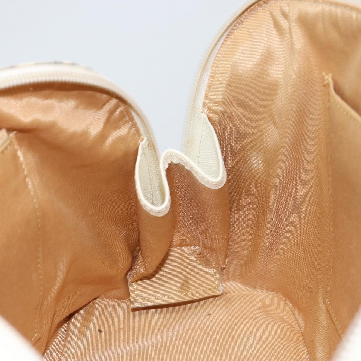 BURBERRY Nova Check Hand Bag Canvas Beige Silver Auth BA8236