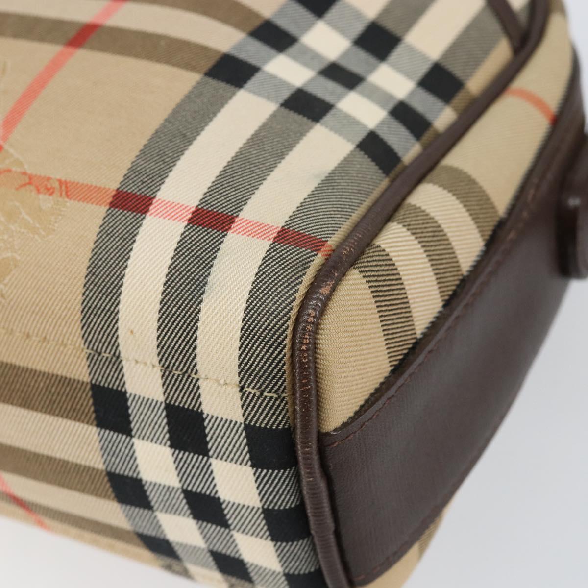 Burberrys Nova Check Shoulder Bag Canvas Beige Gold Auth BA8240