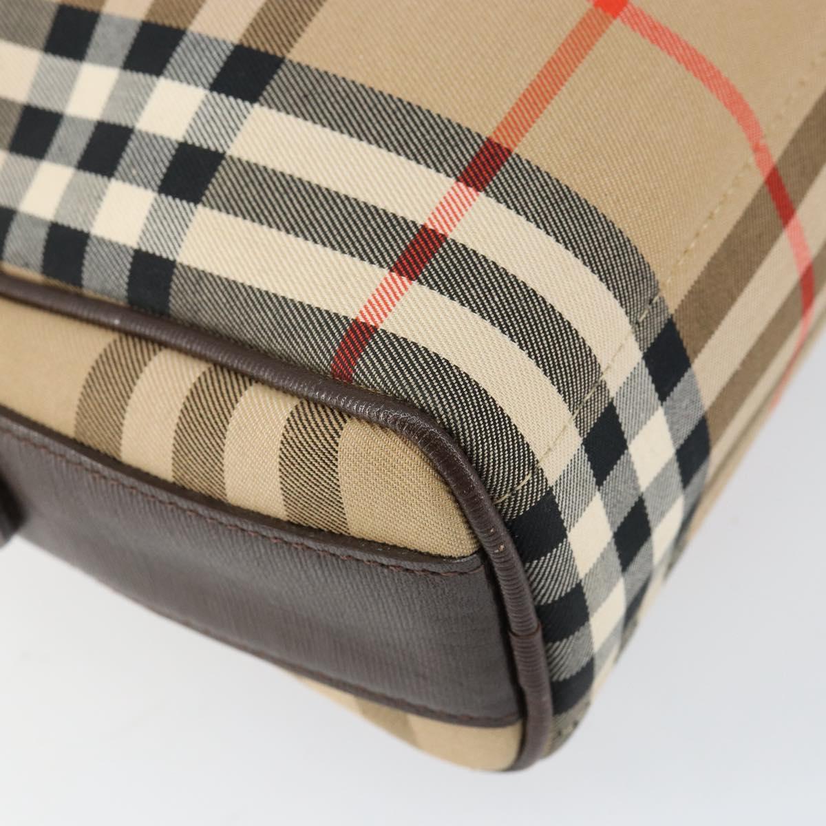 Burberrys Nova Check Shoulder Bag Canvas Beige Gold Auth BA8240