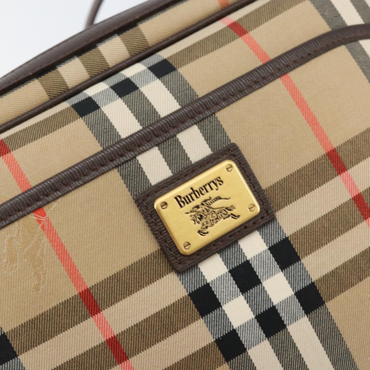 Burberrys Nova Check Shoulder Bag Canvas Beige Gold Auth BA8240