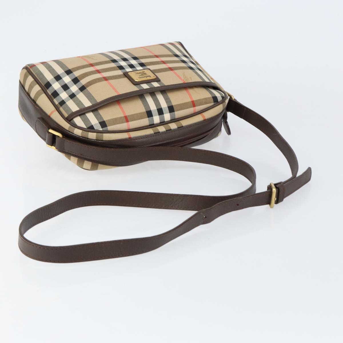 Burberrys Nova Check Shoulder Bag Canvas Beige Gold Auth BA8240