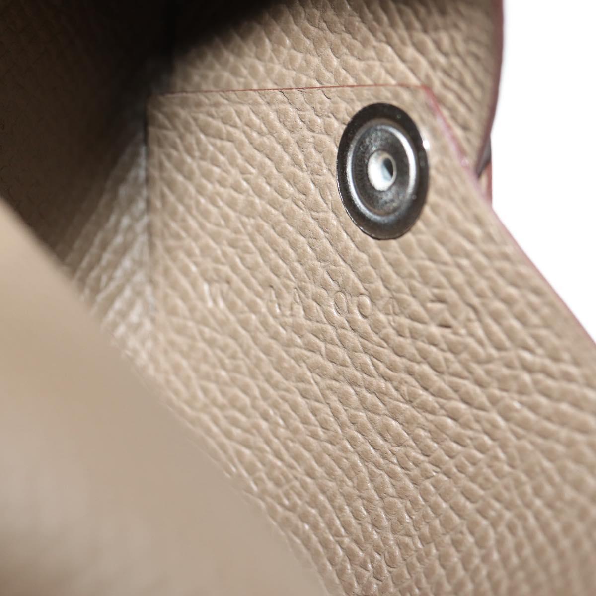 HERMES Calvi Coin Purse Leather Beige Silver Auth BA8241M