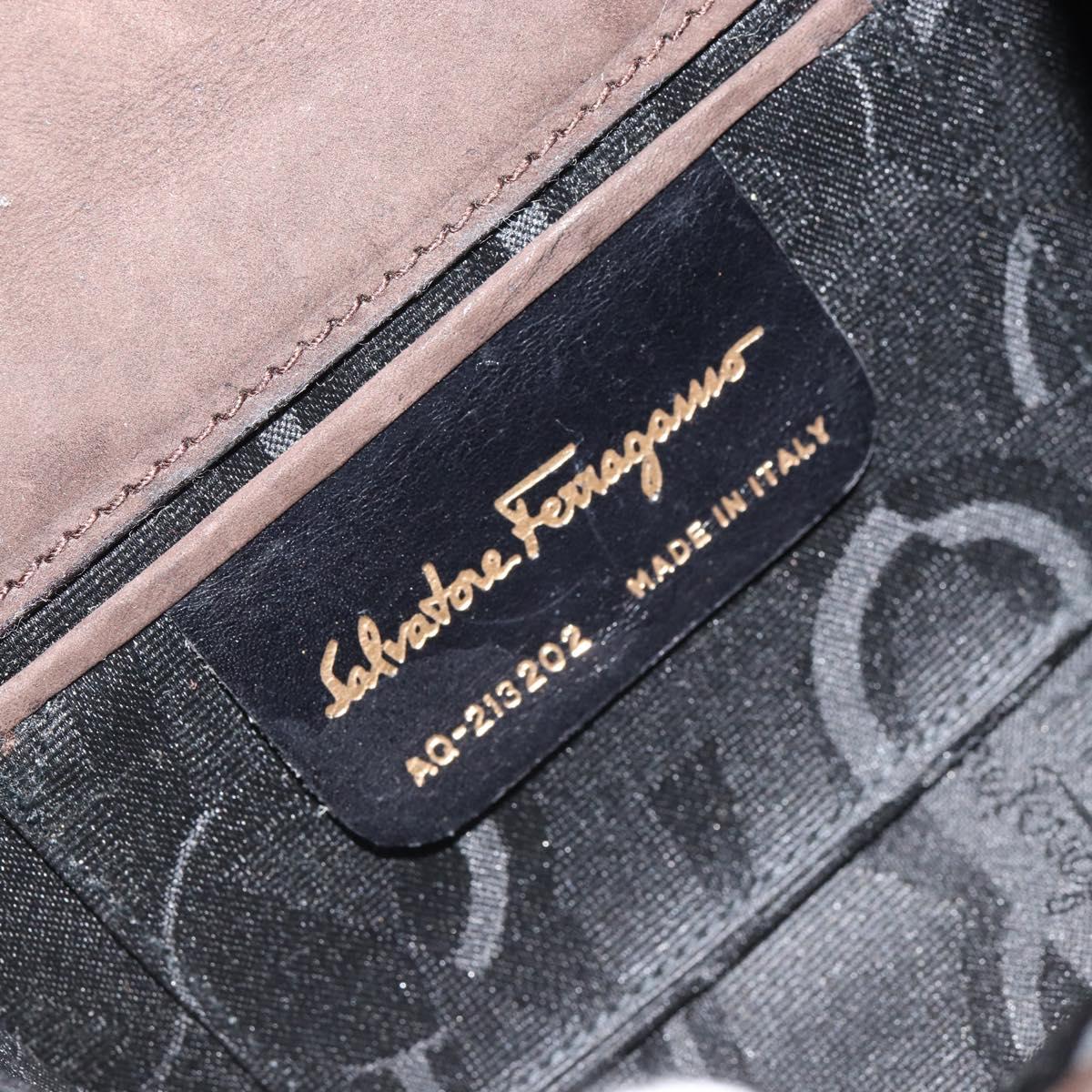 Salvatore Ferragamo Vala Chain Shoulder Bag Suede Brown Gold Auth BA8244