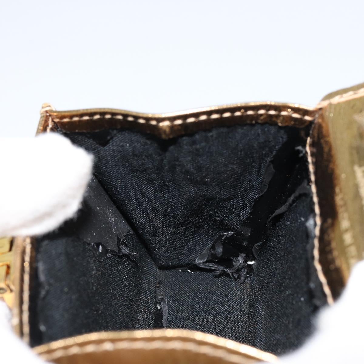 Salvatore Ferragamo Gancini Micro Chain Shoulder Bag Leather Gold Auth BA8245