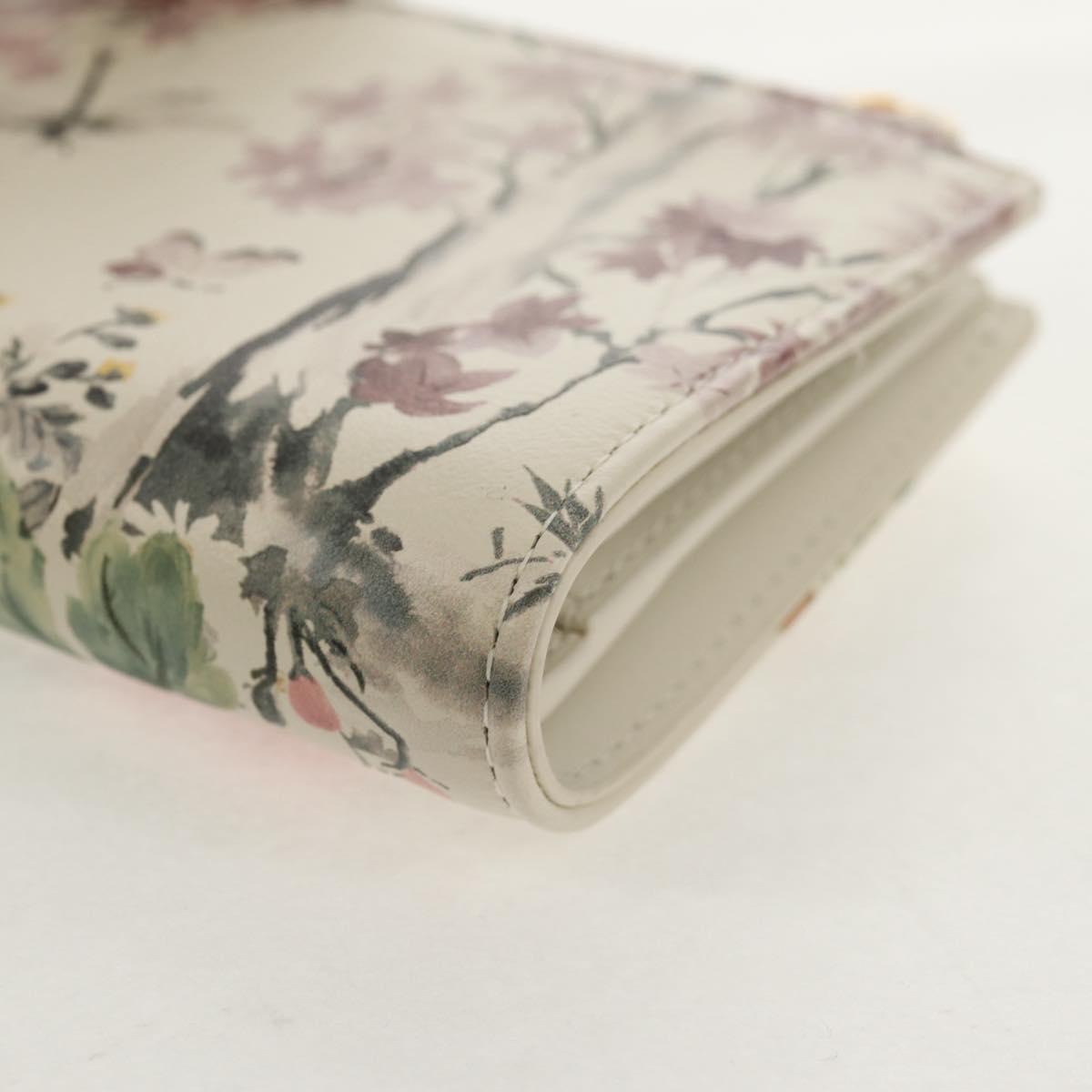 Christian Dior Caro Dahlia Bifold Wallet Leather White Gold Auth BA8247M