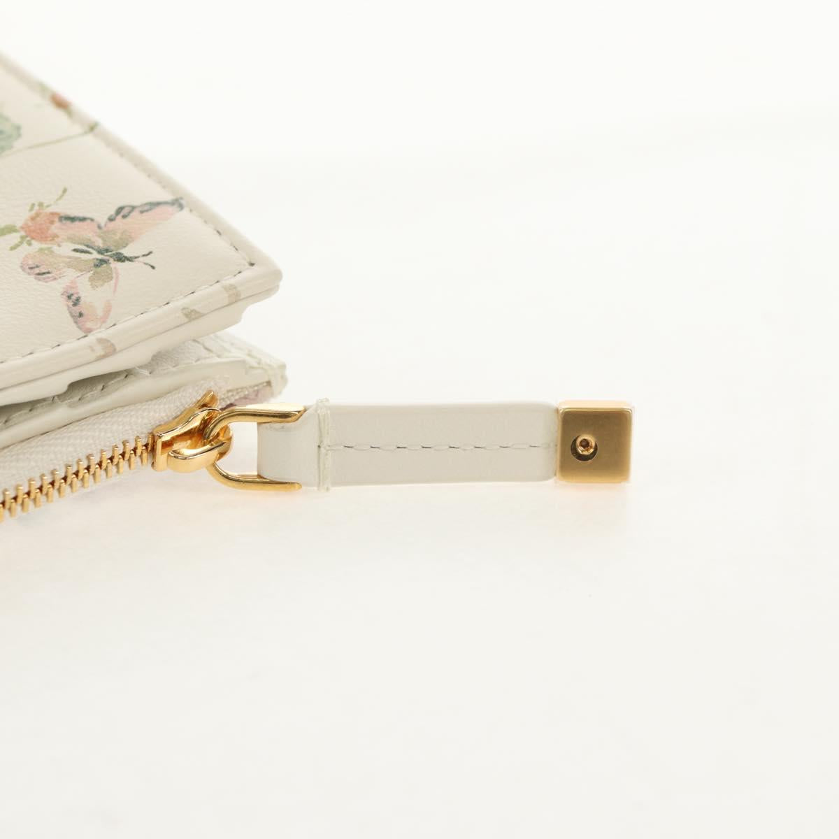 Christian Dior Caro Dahlia Bifold Wallet Leather White Gold Auth BA8247M