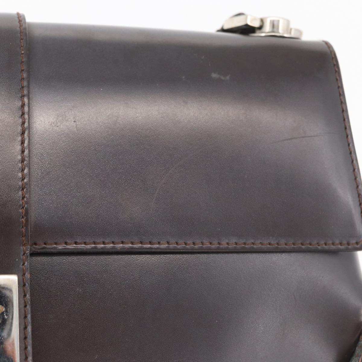 Salvatore Ferragamo Gancini Shoulder Bag Leather Dark Brown Auth BA825