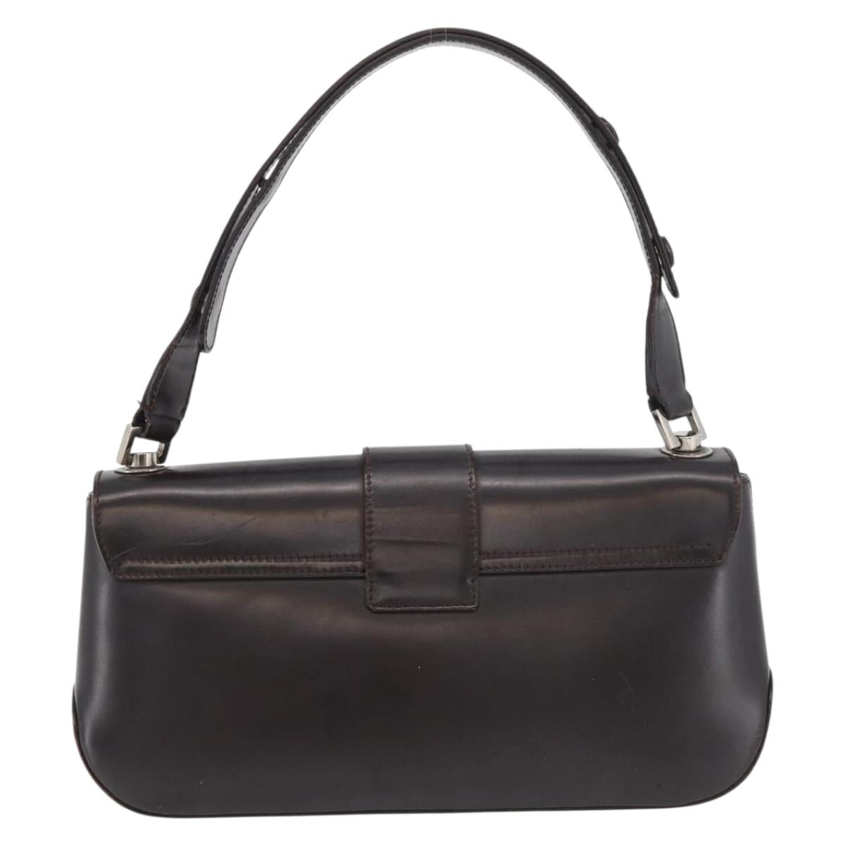 Salvatore Ferragamo Gancini Shoulder Bag Leather Dark Brown Auth BA825