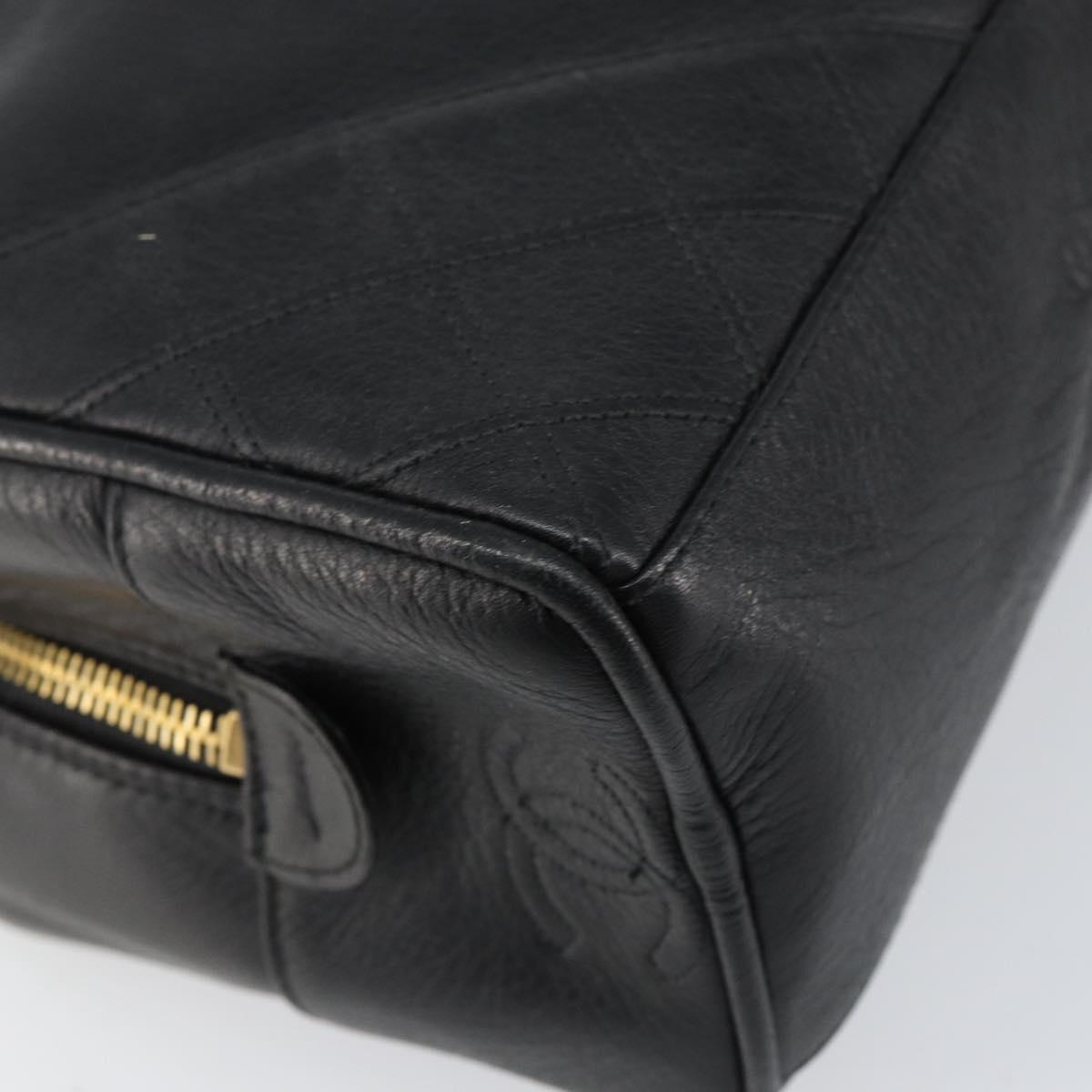 CHANEL Bicolore Clutch Bag Lamb Skin Black Gold CC Auth BA8250