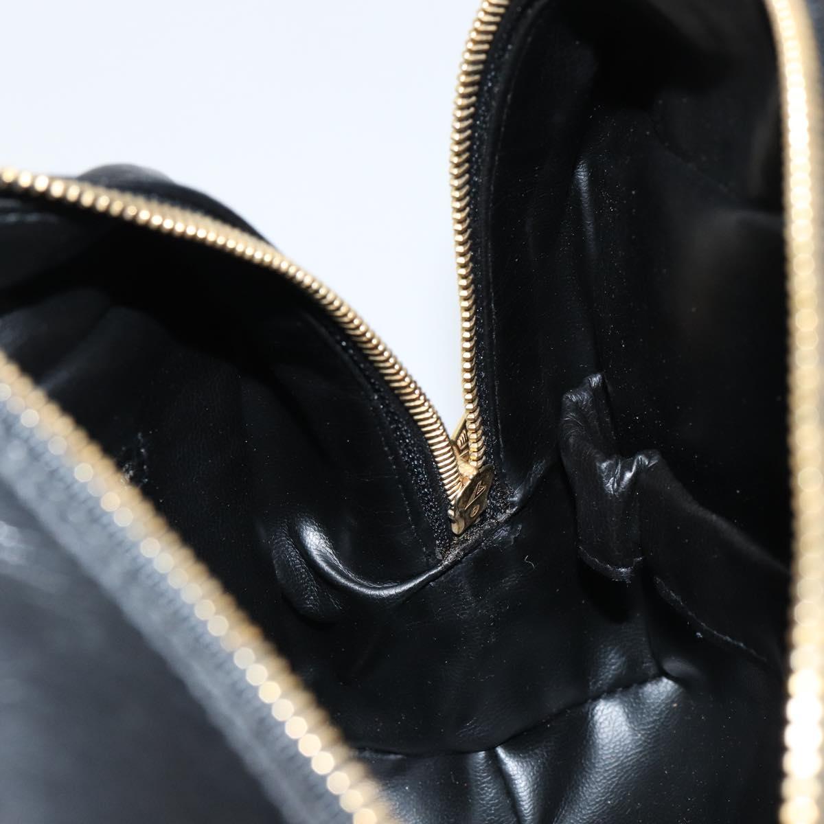 CHANEL Bicolore Clutch Bag Lamb Skin Black Gold CC Auth BA8250