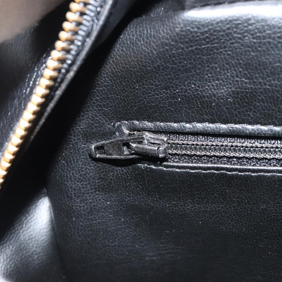 CHANEL Bicolore Clutch Bag Lamb Skin Black Gold CC Auth BA8250