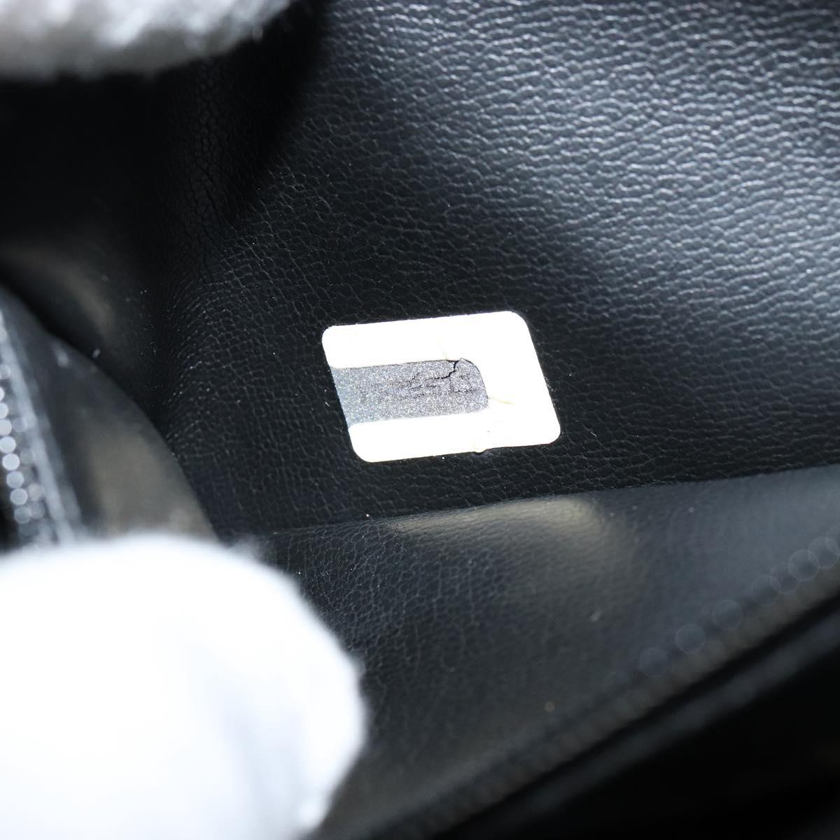 CHANEL Bicolore Clutch Bag Lamb Skin Black Gold CC Auth BA8250