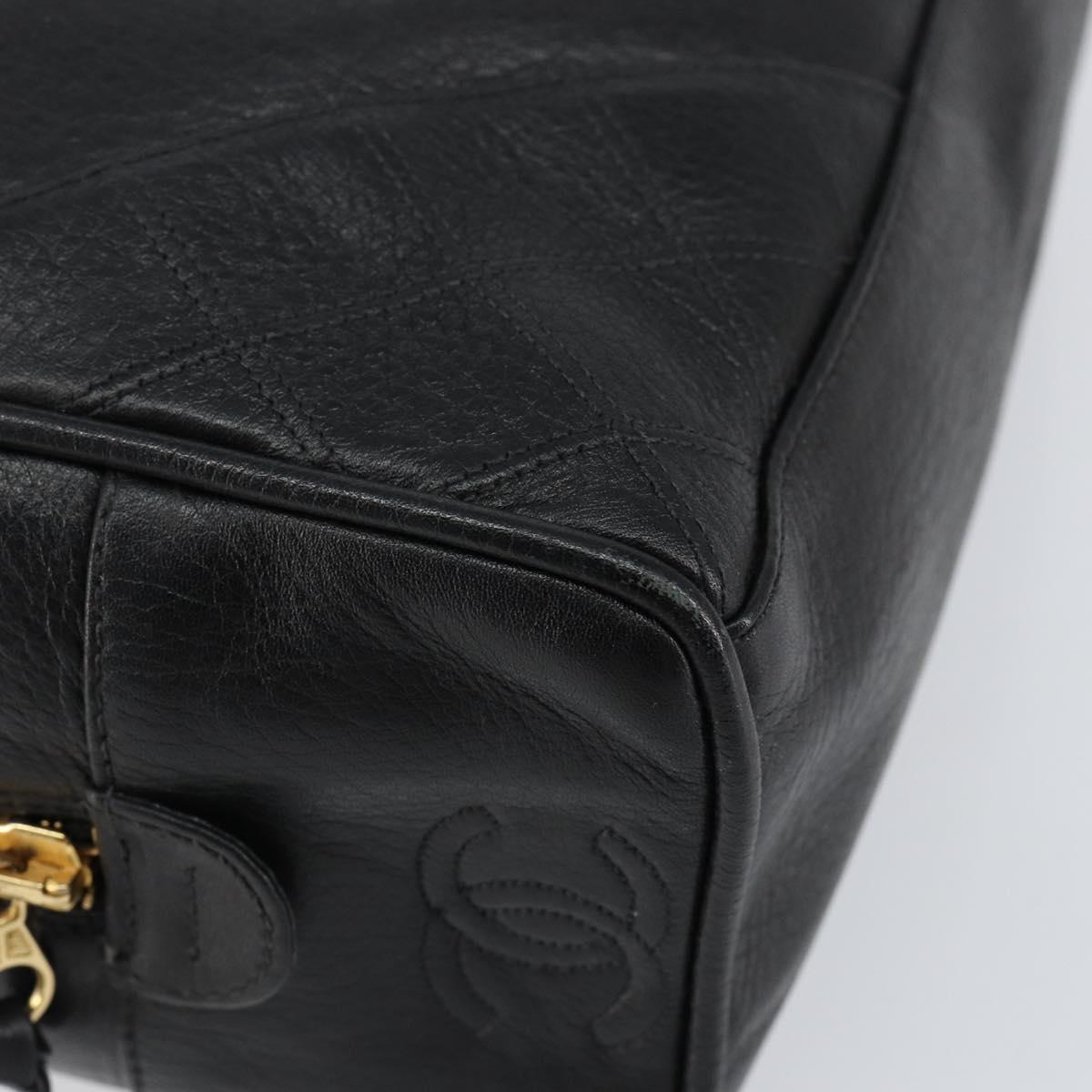 CHANEL Bicolore Clutch Bag Lamb Skin Black Gold CC Auth BA8250