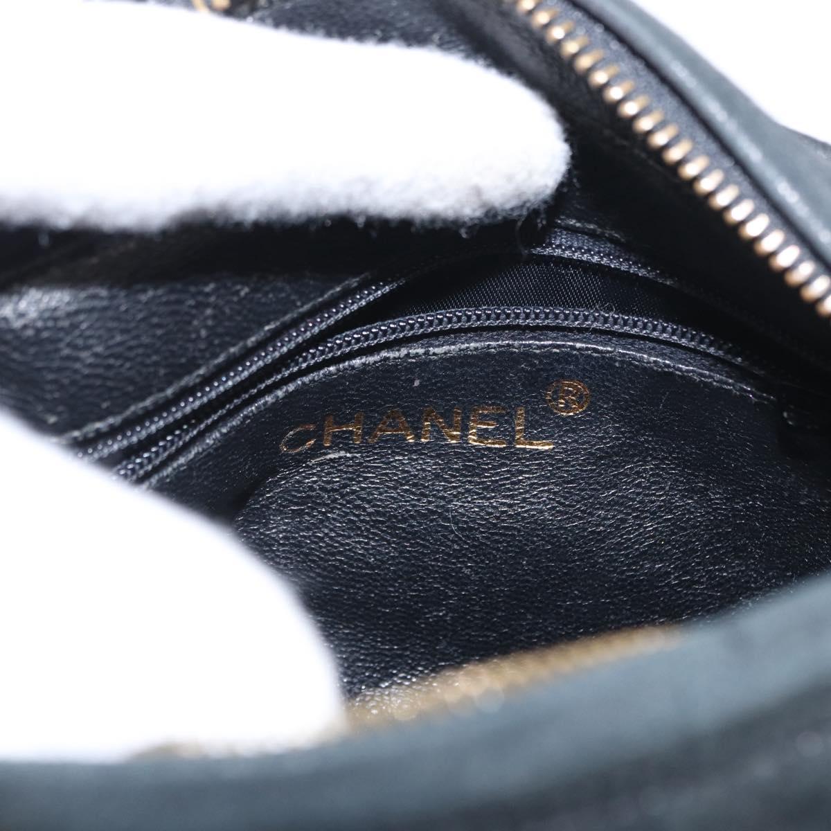 CHANEL Matelasse Chain Shoulder Bag Lamb Skin Black Gold CC Auth BA8251
