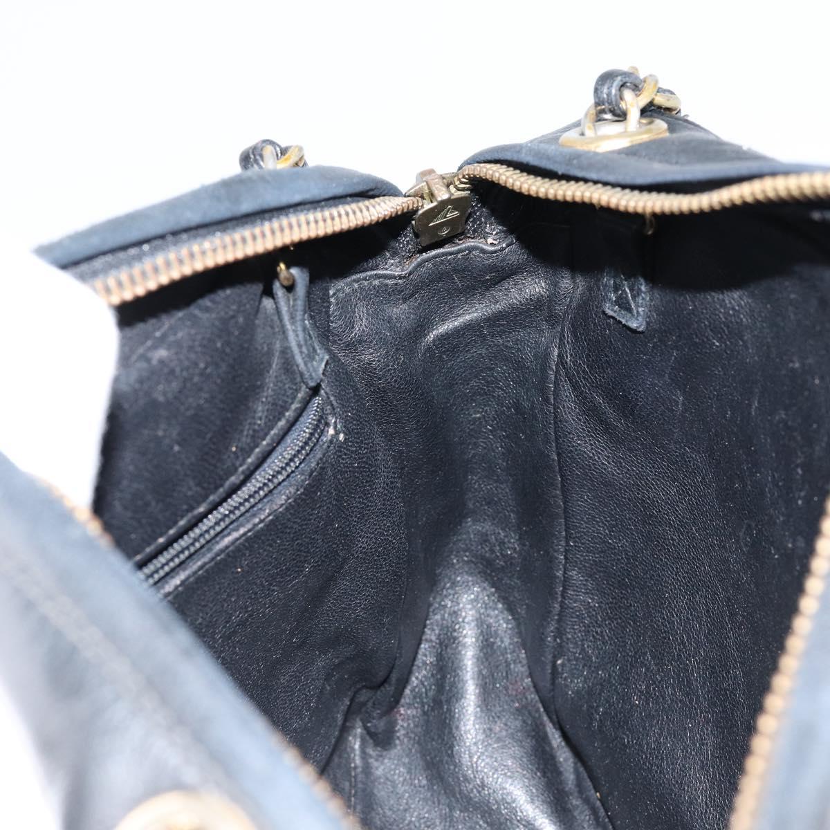 CHANEL Matelasse Chain Shoulder Bag Lamb Skin Black Gold CC Auth BA8252