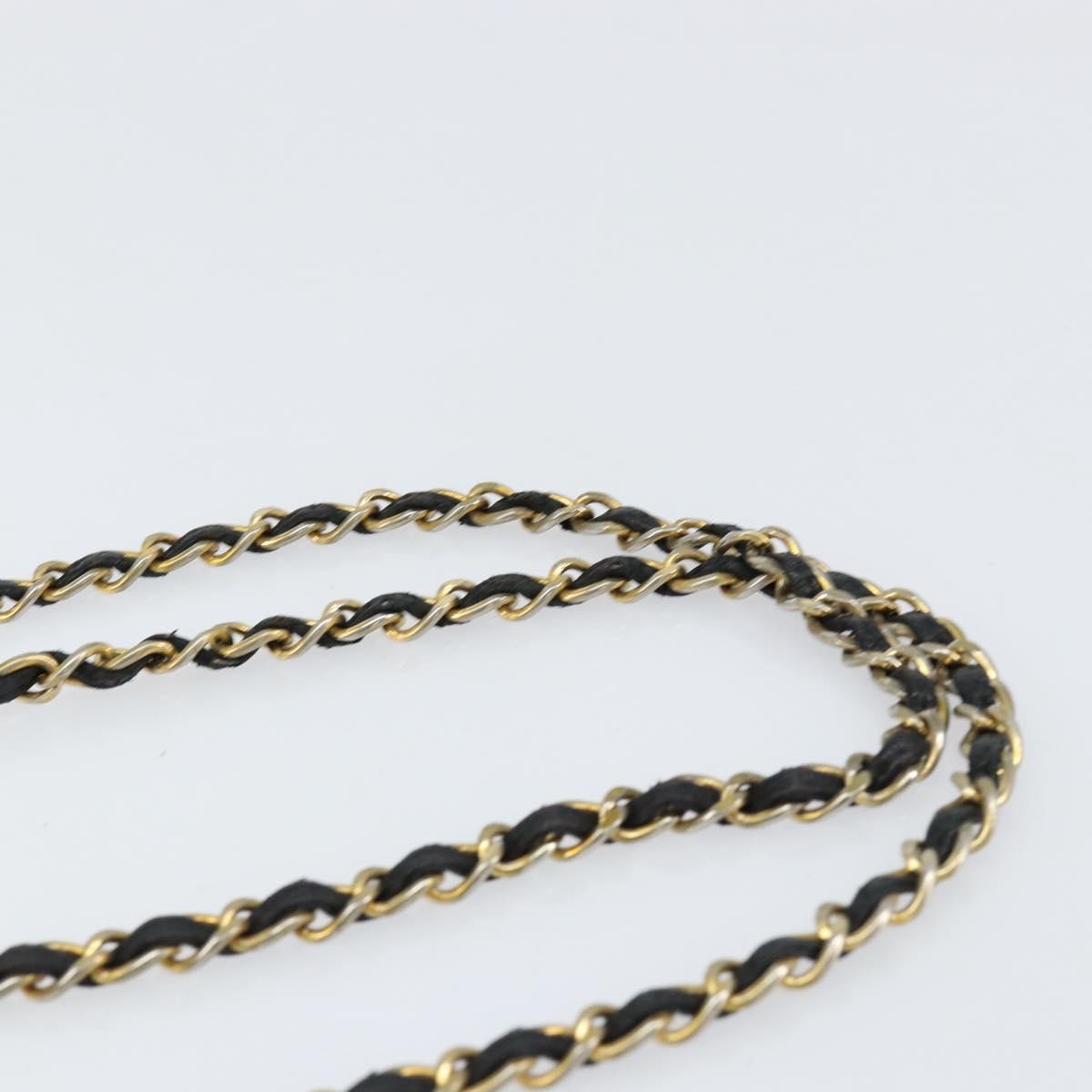 CHANEL Matelasse Chain Shoulder Bag Lamb Skin Black Gold CC Auth BA8252