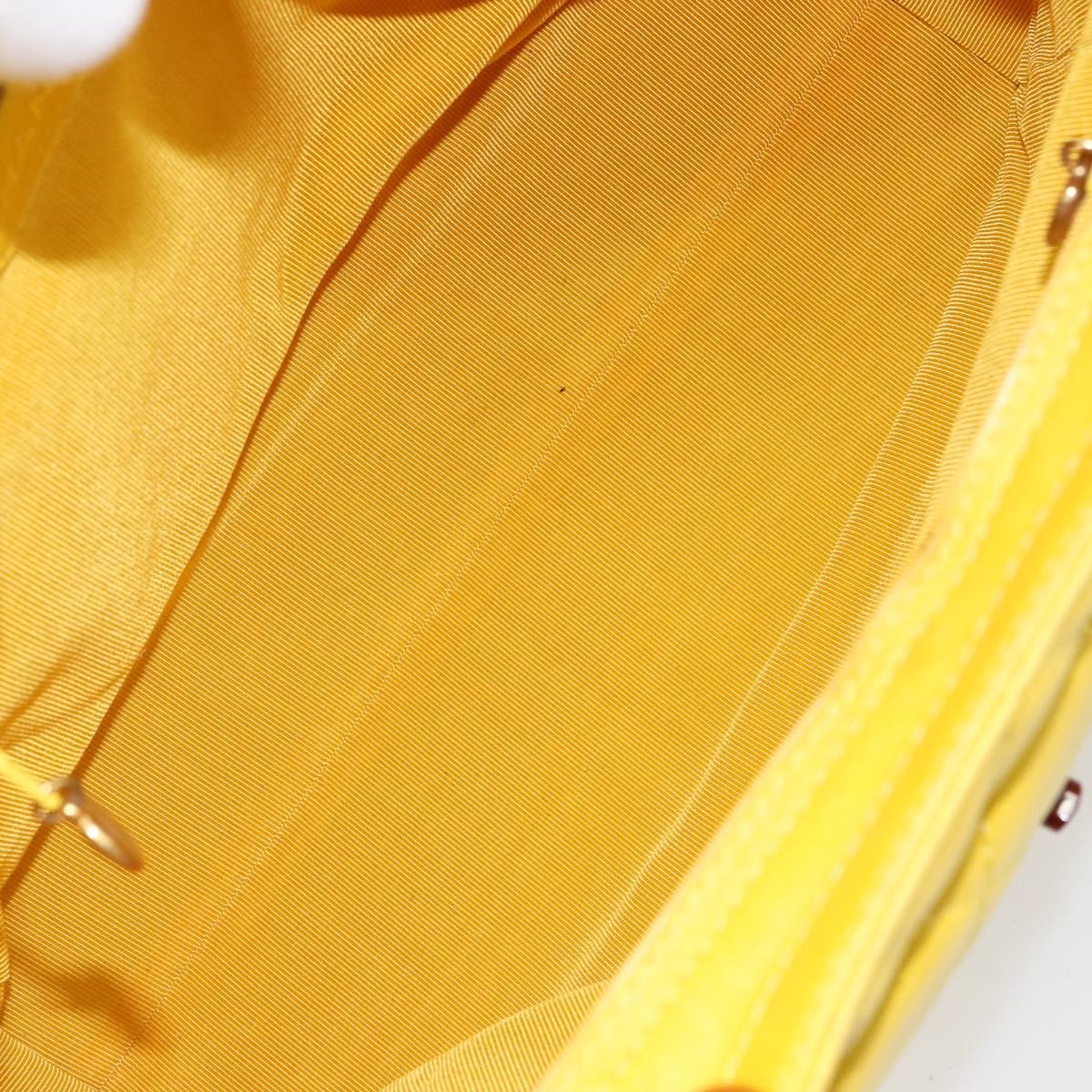 CHANEL Matelasse Hand Bag Lamb Skin Yellow CC Auth BA8254