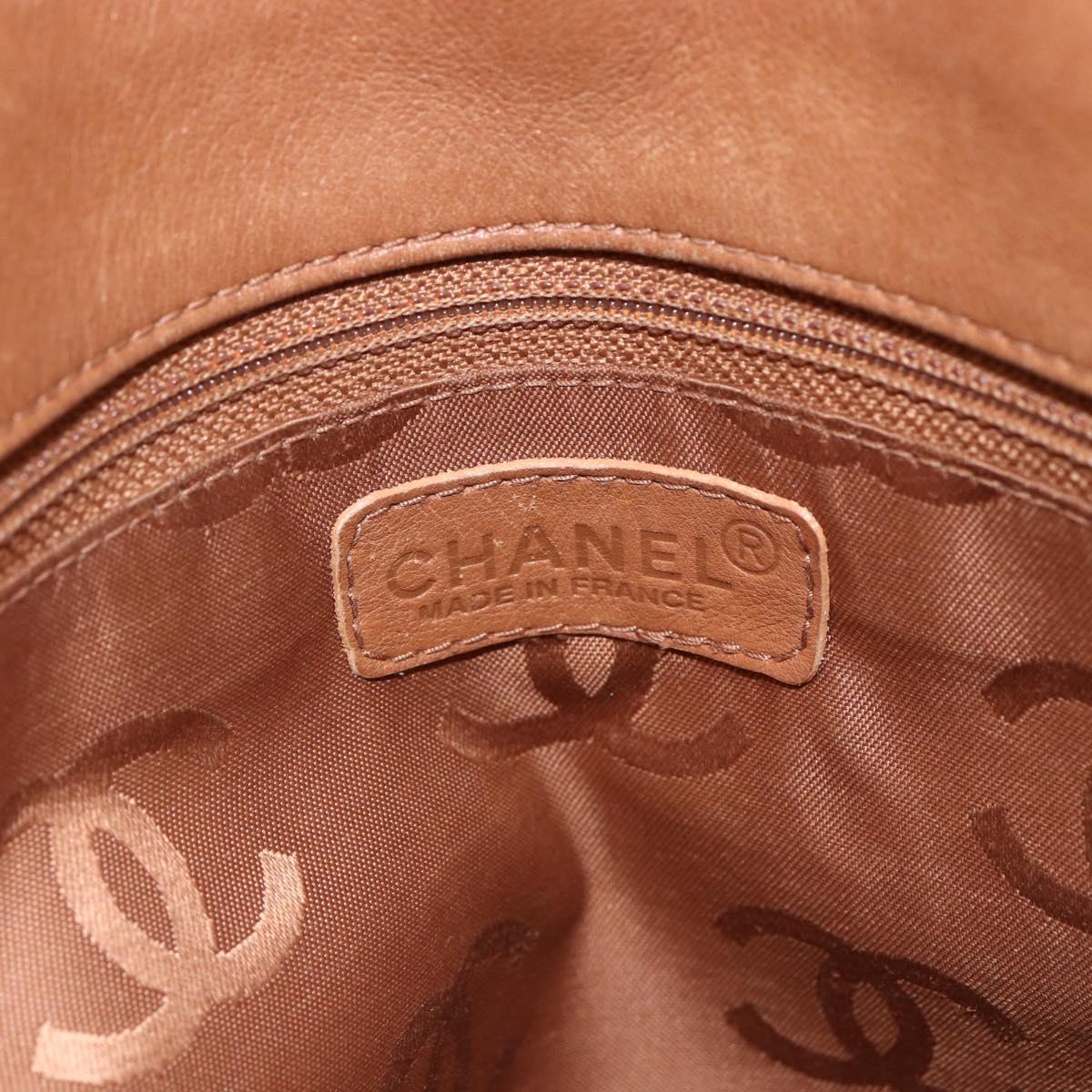 CHANEL Tote Bag Leather Brown Gold CC Auth BA8255