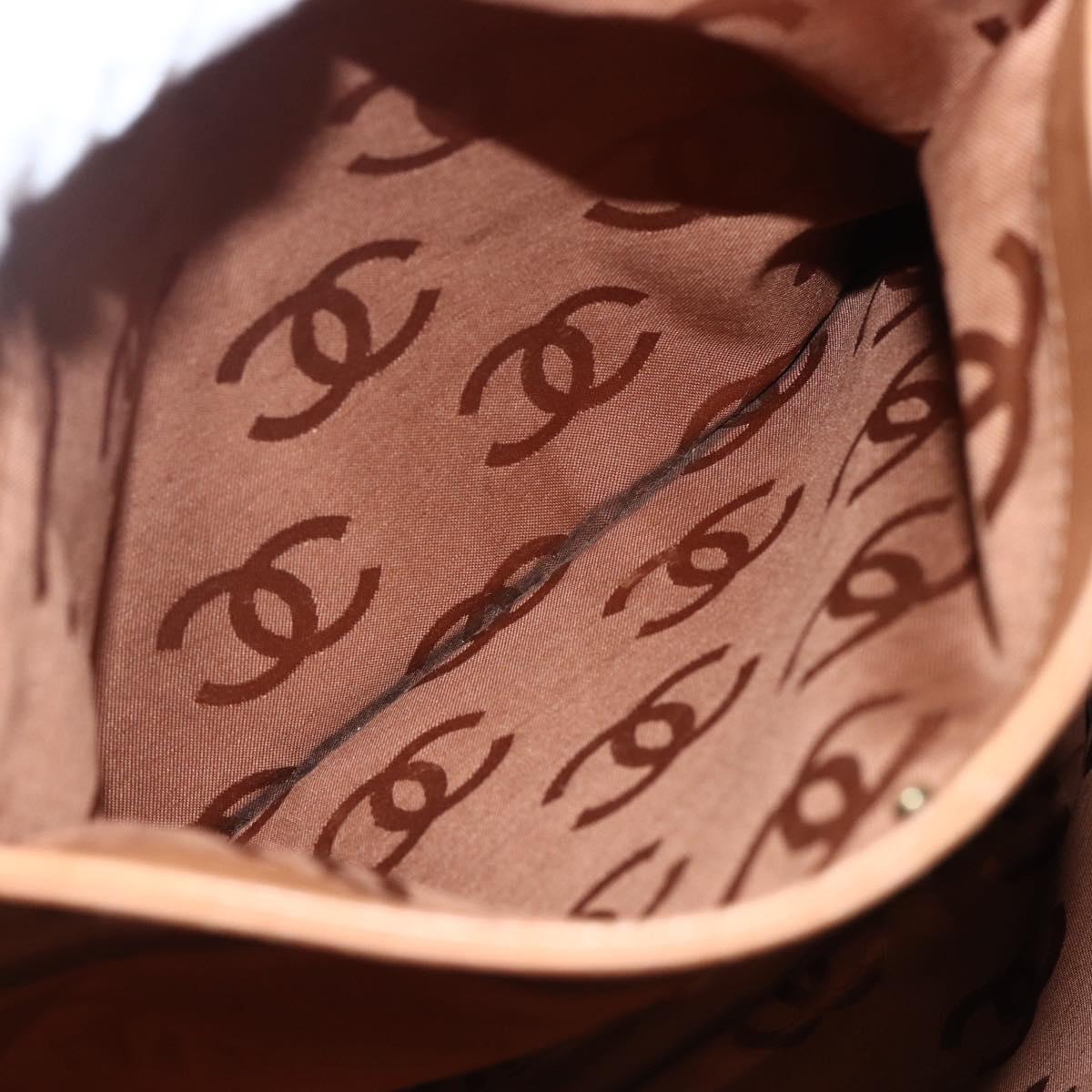 CHANEL Tote Bag Leather Brown Gold CC Auth BA8255