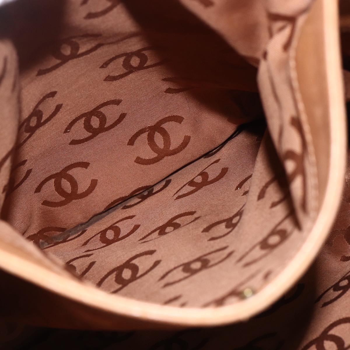 CHANEL Tote Bag Leather Brown Gold CC Auth BA8255