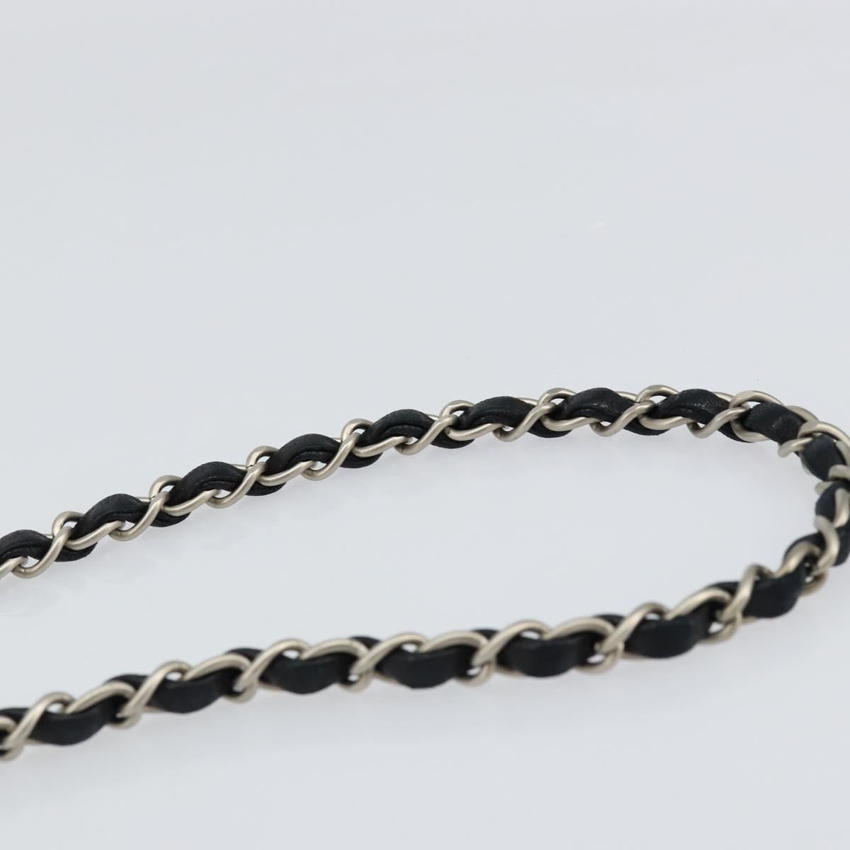 CHANEL Matelasse Chain Shoulder Bag Lamb Skin Beige Black CC Auth BA8256