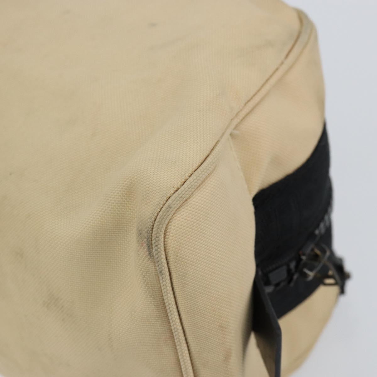 CHANEL Sports Clutch Bag Nylon Beige Black CC Auth BA8257