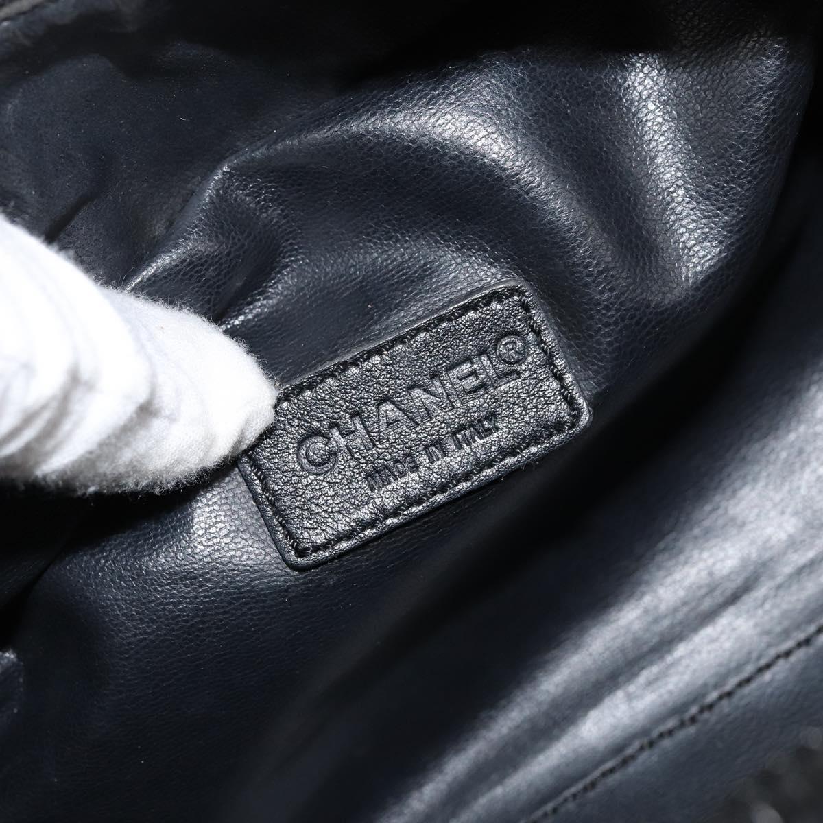 CHANEL Sports Clutch Bag Nylon Beige Black CC Auth BA8257