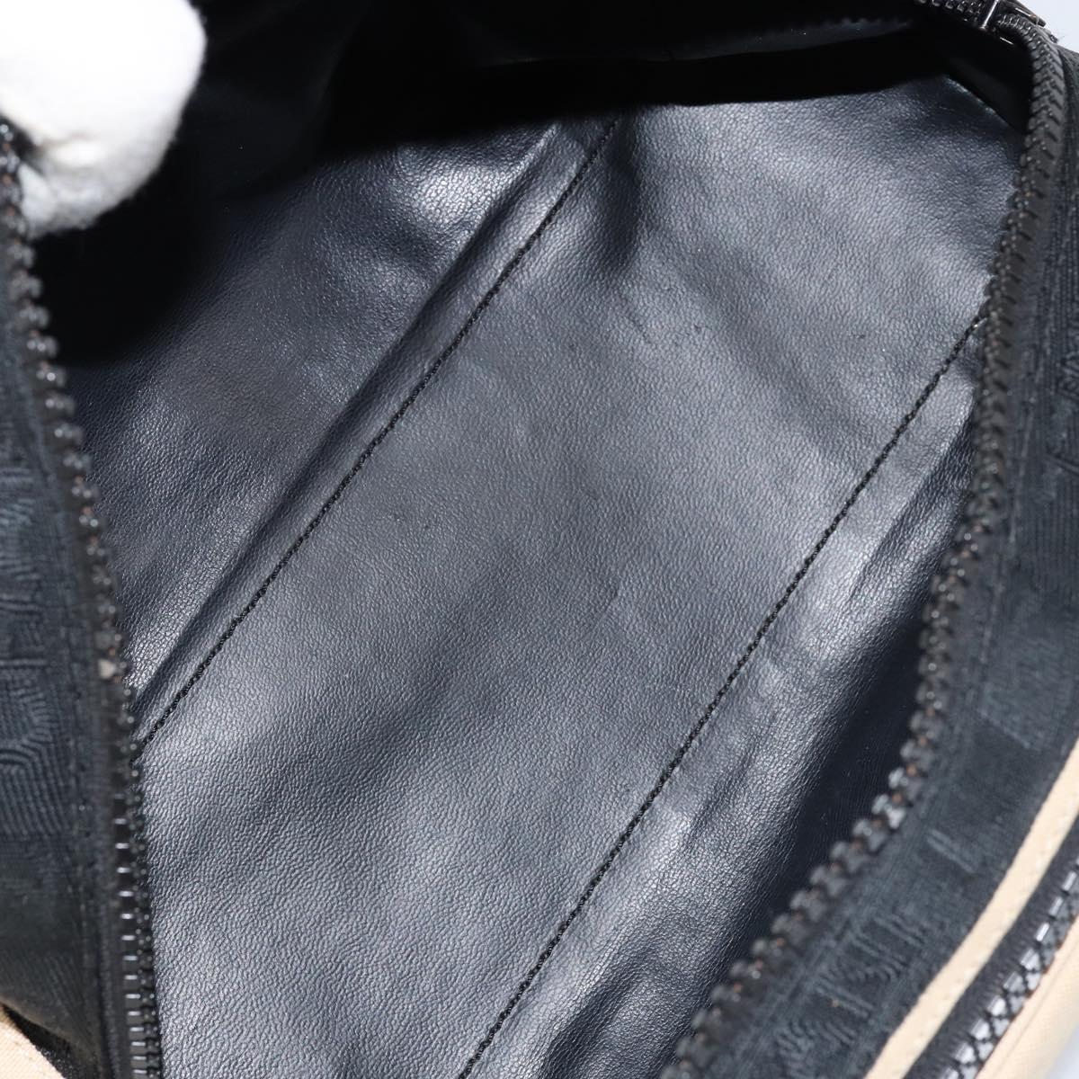 CHANEL Sports Clutch Bag Nylon Beige Black CC Auth BA8257