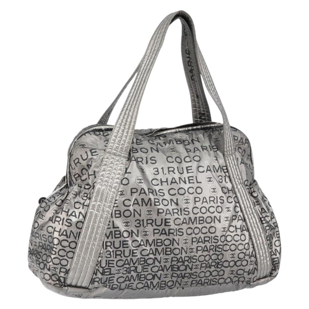 CHANEL Unlimited Tote Bag Nylon Silver CC Auth BA8260