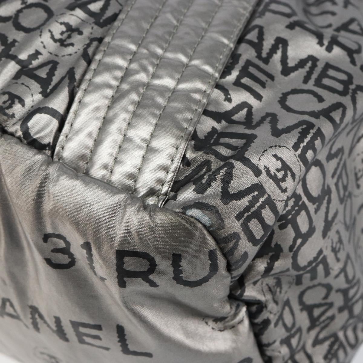 CHANEL Unlimited Tote Bag Nylon Silver CC Auth BA8260