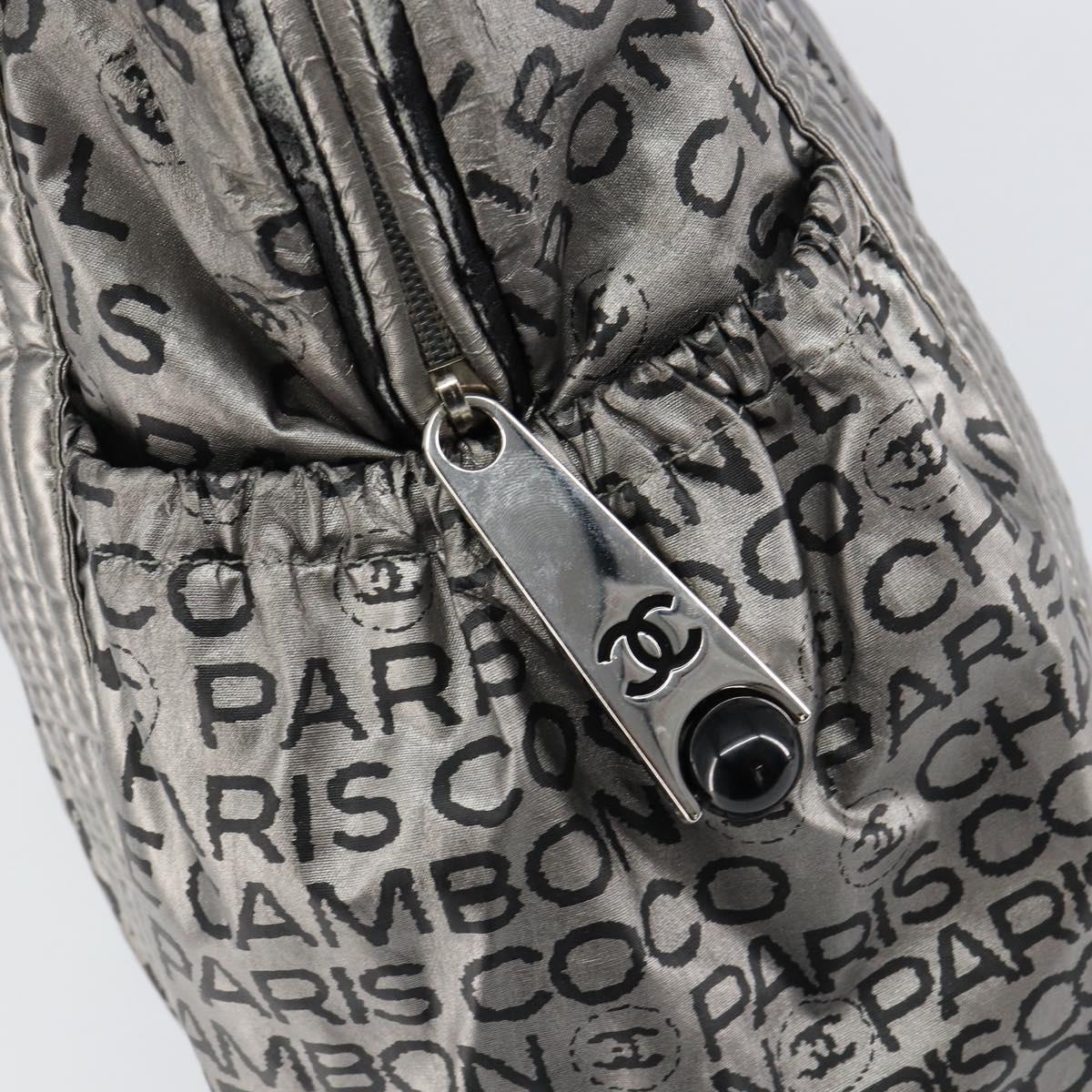 CHANEL Unlimited Tote Bag Nylon Silver CC Auth BA8260