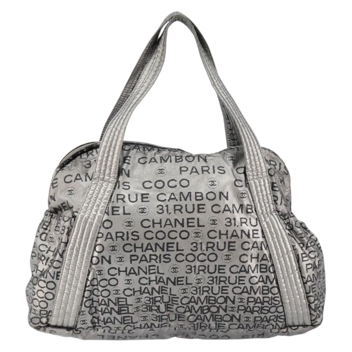 CHANEL Unlimited Tote Bag Nylon Silver CC Auth BA8260