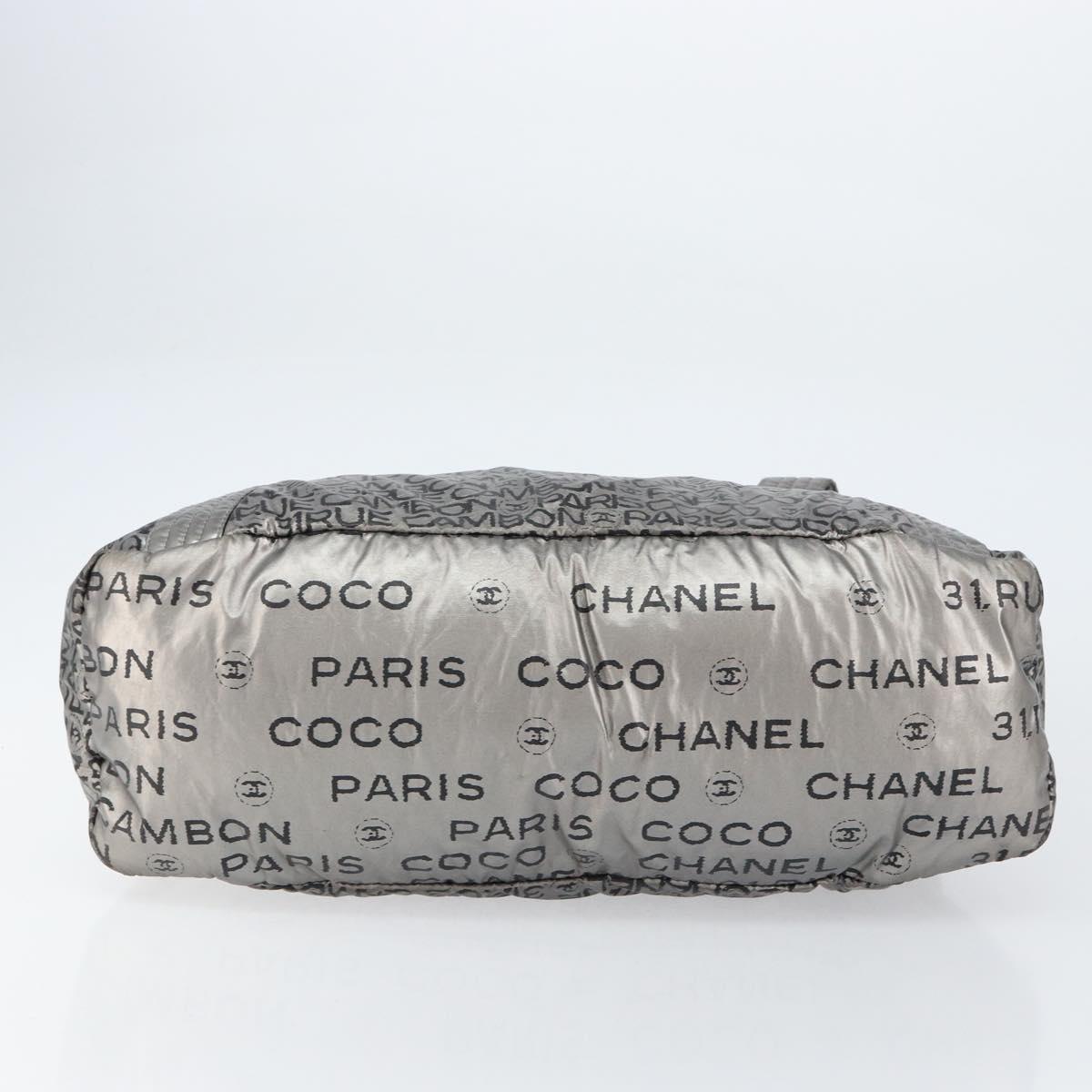 CHANEL Unlimited Tote Bag Nylon Silver CC Auth BA8260