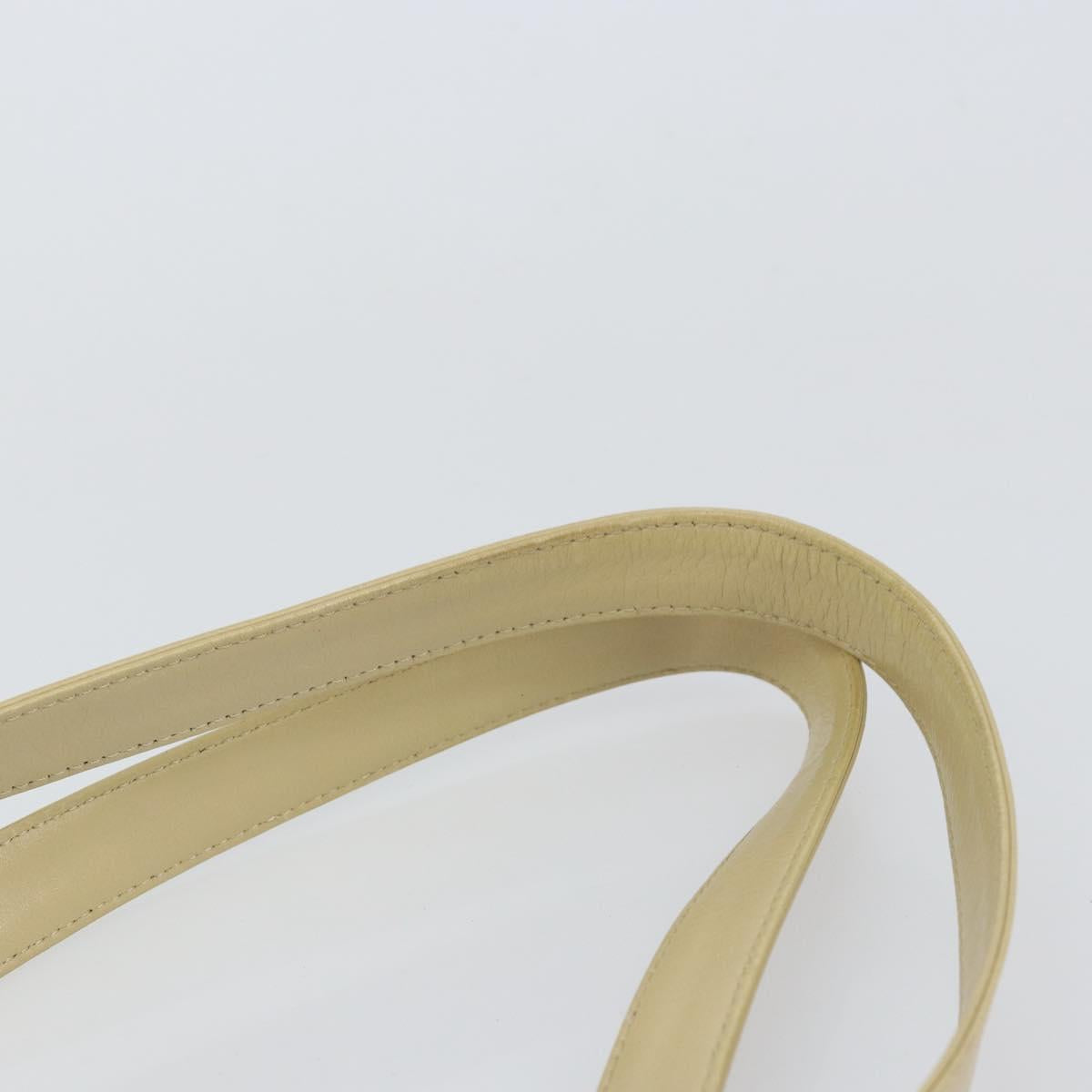 CHANEL Tote Bag Lamb Skin Beige Gold CC Auth BA8261