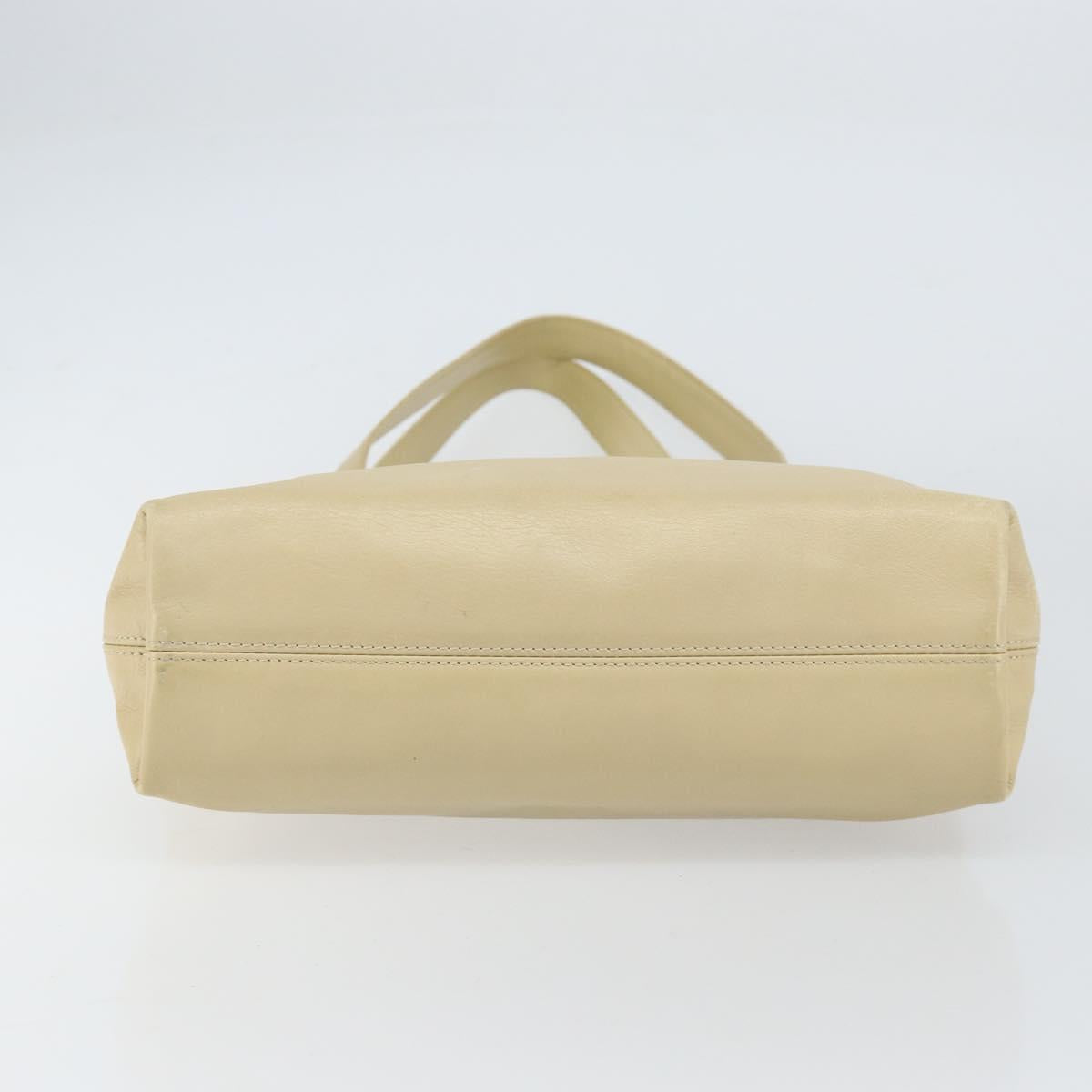 CHANEL Tote Bag Lamb Skin Beige Gold CC Auth BA8261