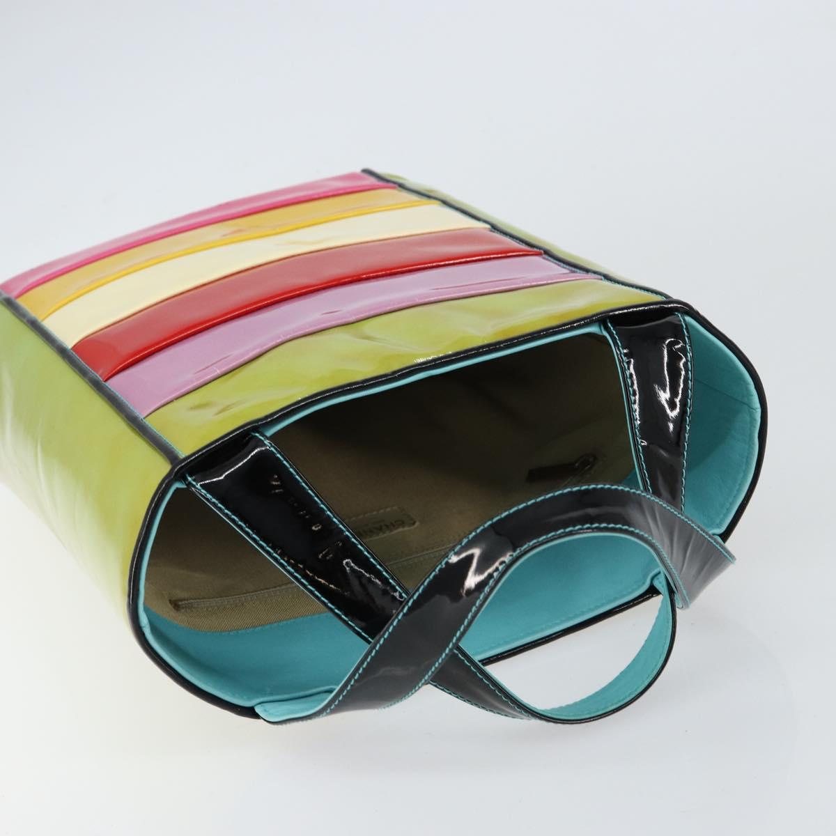 CHANEL Tote Bag Enamel Multicolor Gold CC Auth BA8262