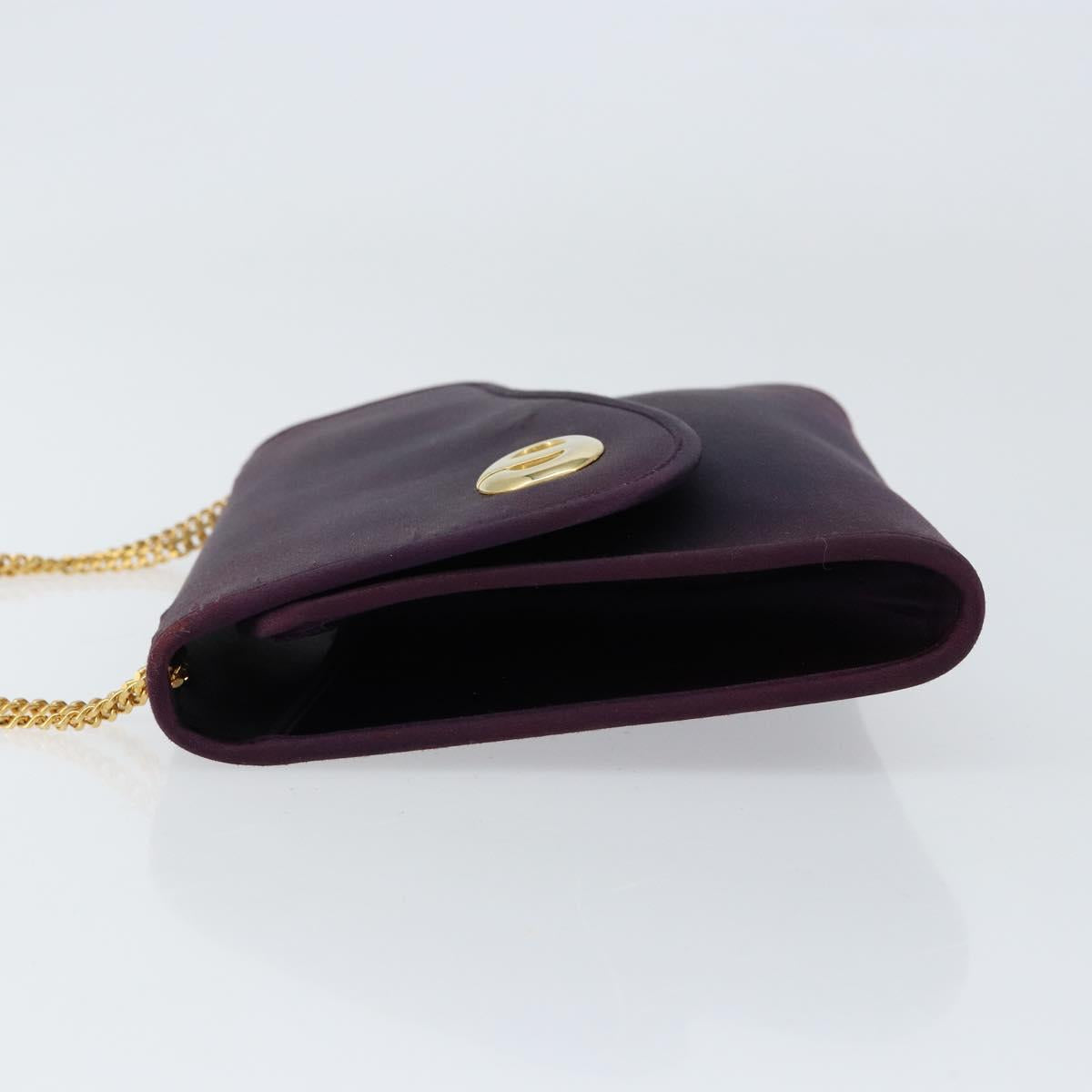 Christian Dior Saddle Chain Shoulder Bag Nylon Purple Gold Auth BA8264