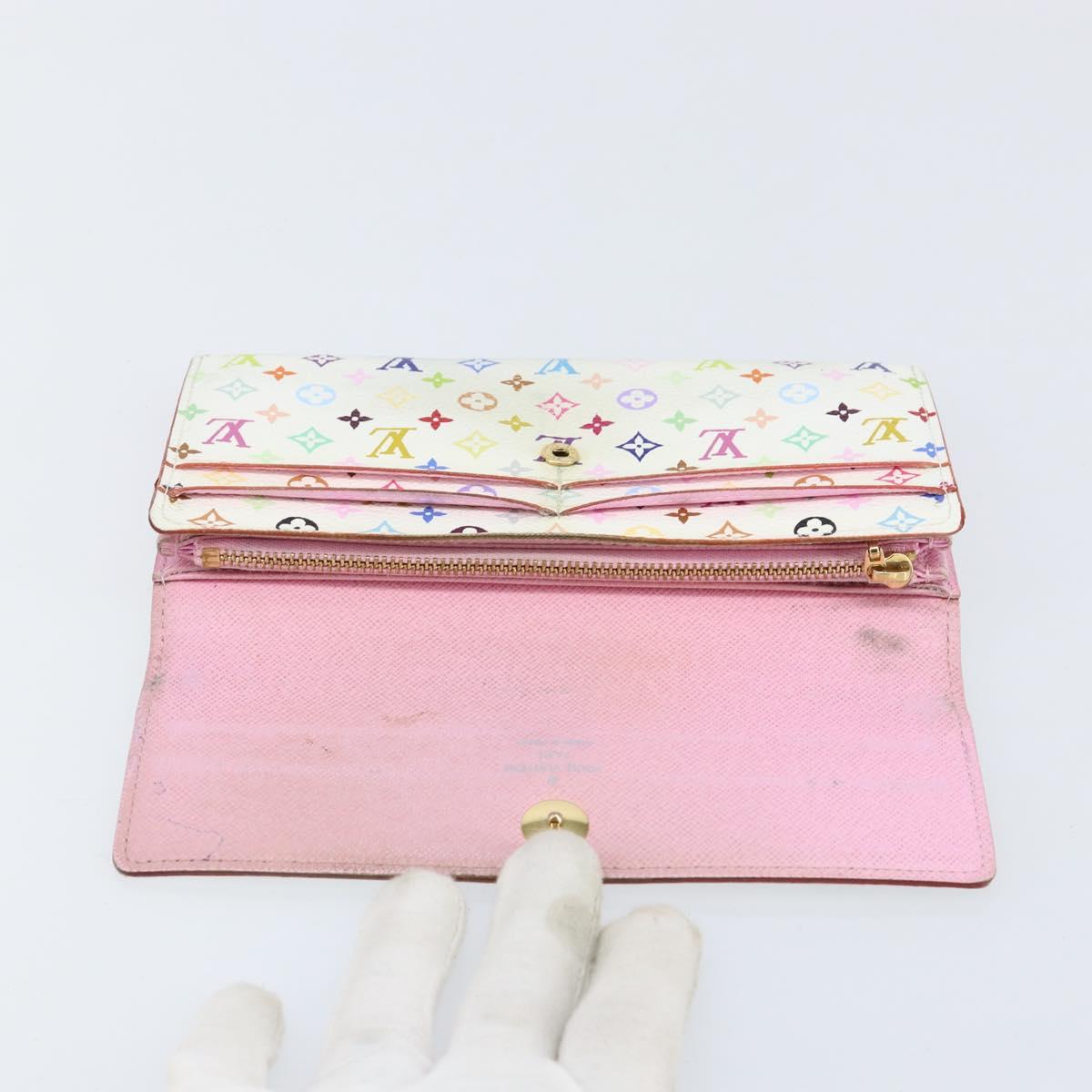 LOUIS VUITTON Multicolor Portefeuille Sarah Long Wallet White M93532 Auth BA8265