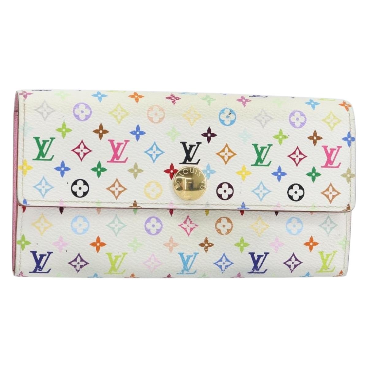 LOUIS VUITTON Multicolor Portefeuille Sarah Long Wallet White M93532 Auth BA8265