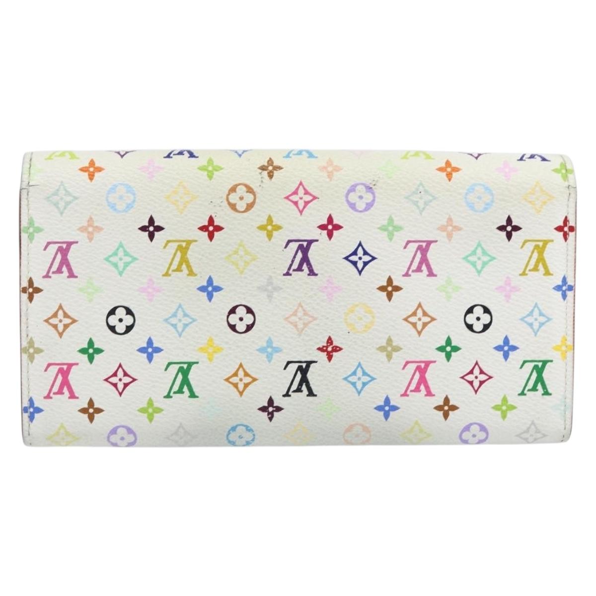 LOUIS VUITTON Multicolor Portefeuille Sarah Long Wallet White M93532 Auth BA8265