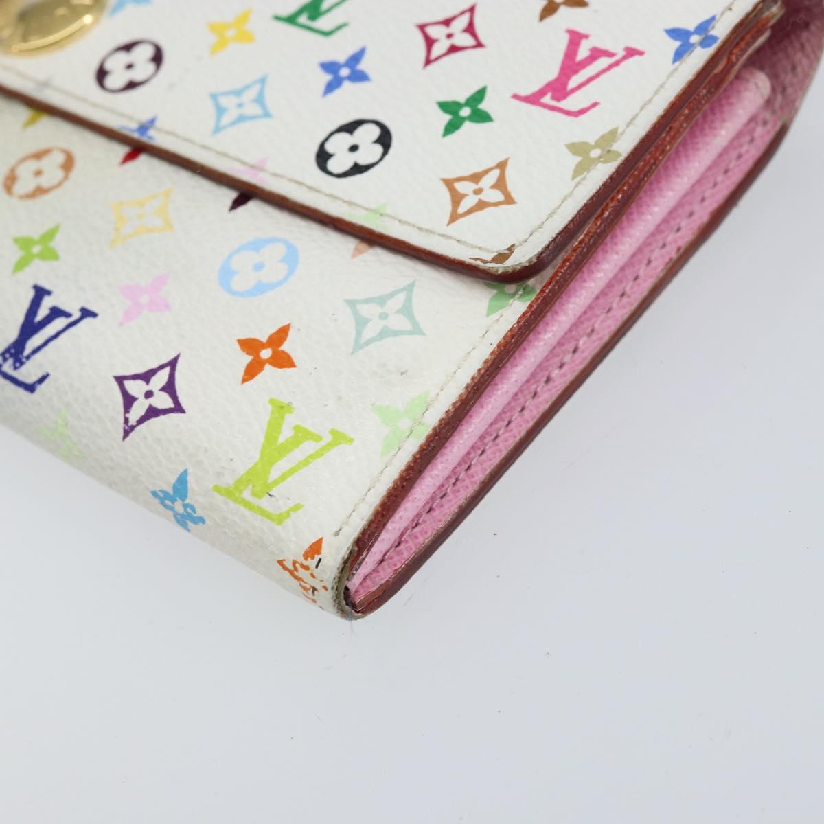 LOUIS VUITTON Multicolor Portefeuille Sarah Long Wallet White M93532 Auth BA8265