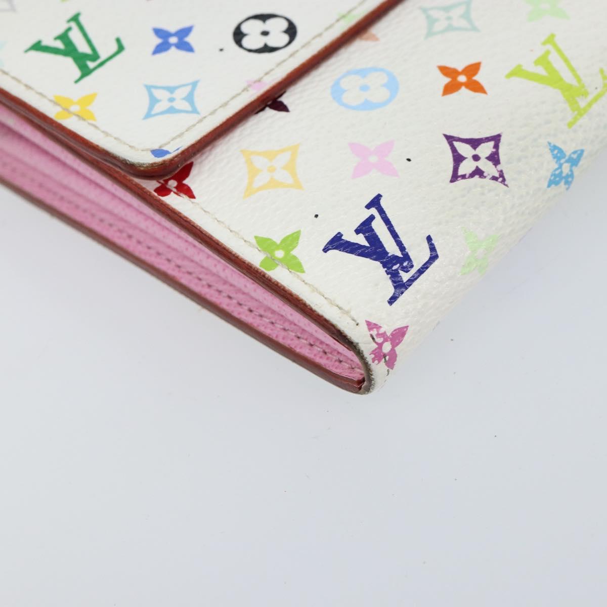 LOUIS VUITTON Multicolor Portefeuille Sarah Long Wallet White M93532 Auth BA8265