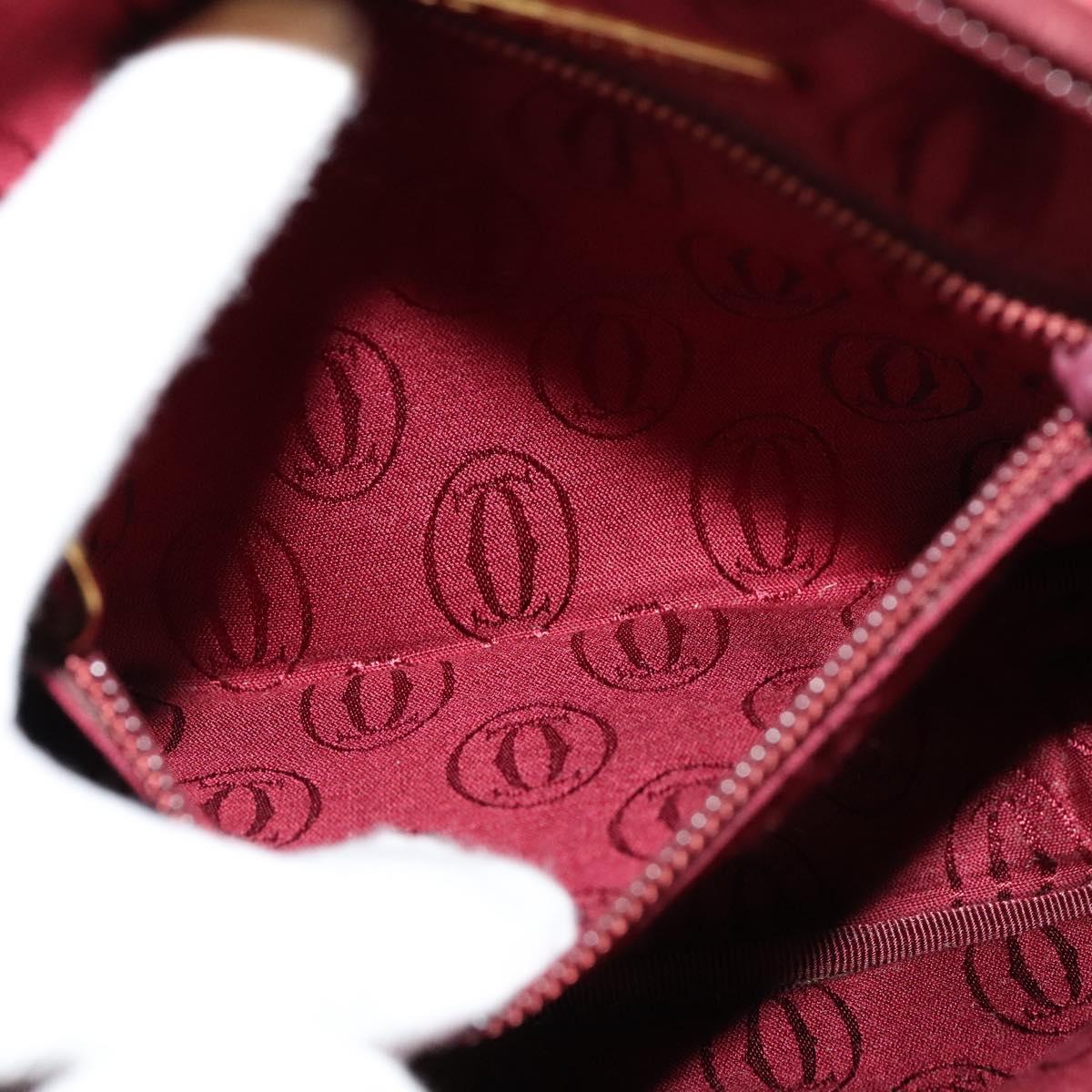 CARTIER Must Line Shoulder Bag Leather Wine Red Auth BA833