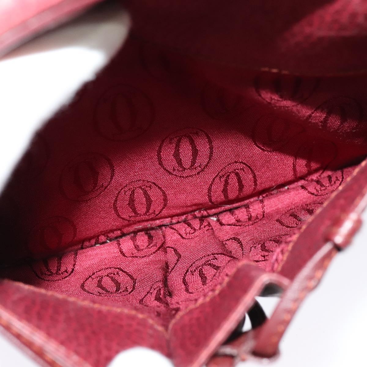 CARTIER Must Line Shoulder Bag Leather Wine Red Auth BA833