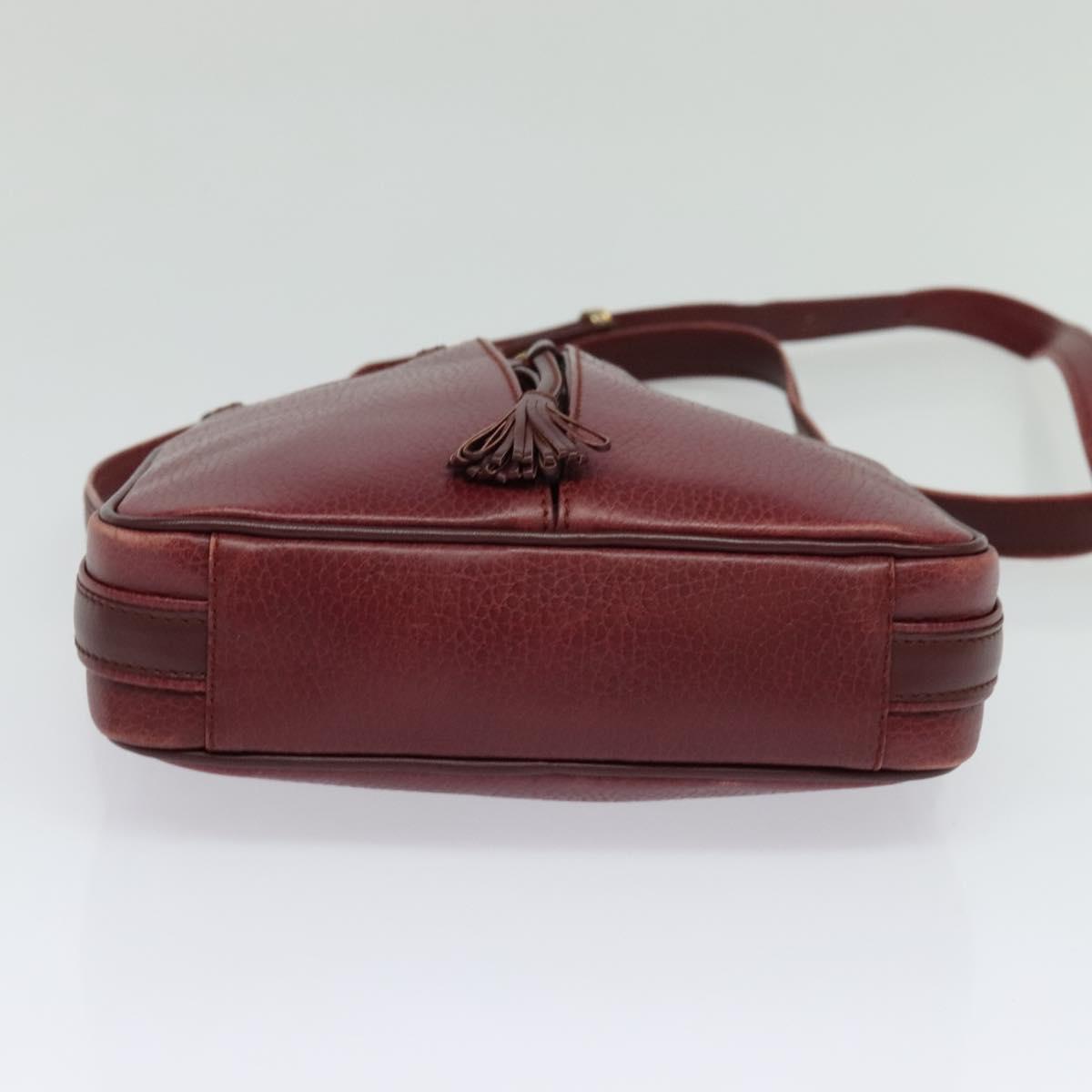 CARTIER Must Line Shoulder Bag Leather Wine Red Auth BA833