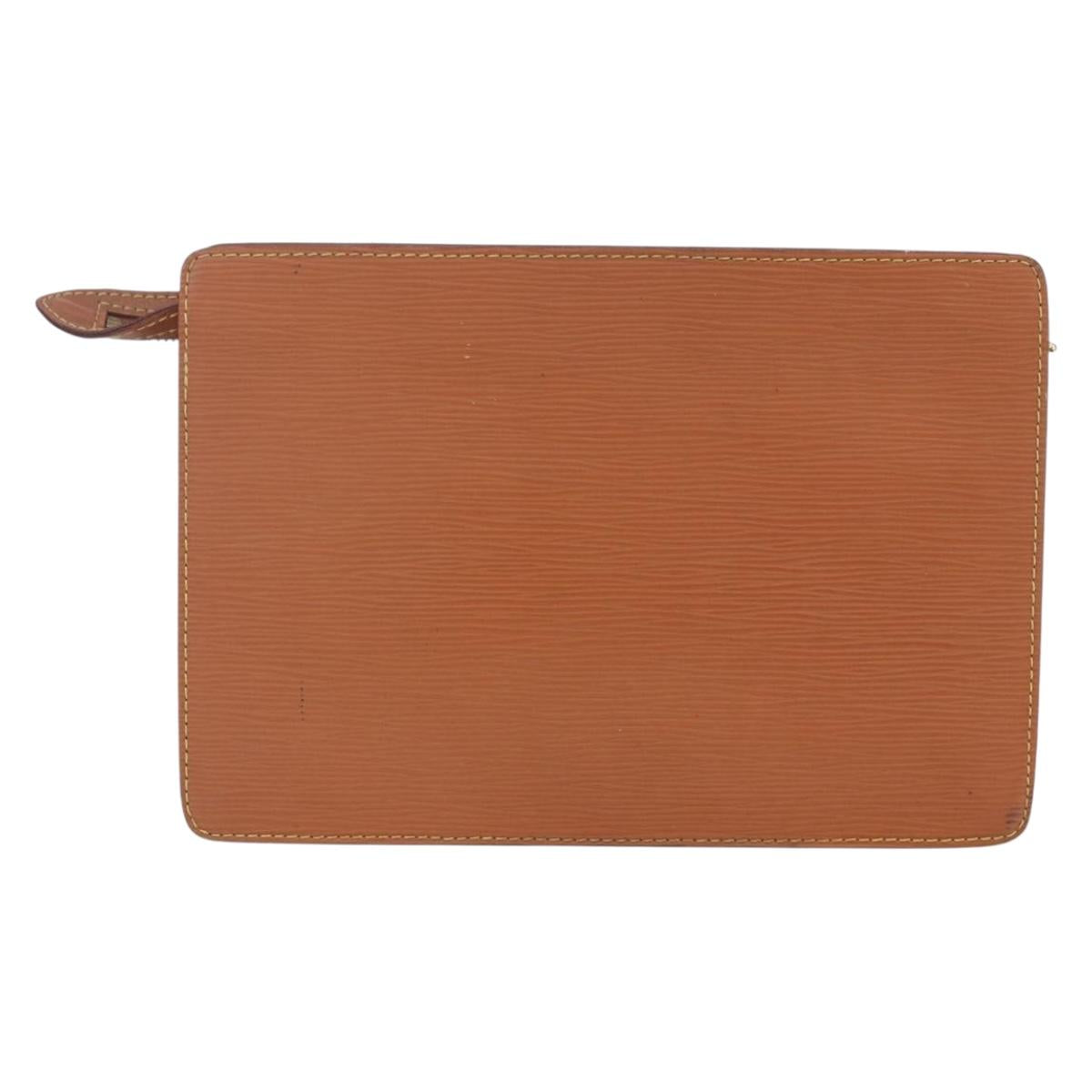 LOUIS VUITTON Epi Pochette Homme Bag Brown Zipangu Gold M52528 LV Auth BA8330